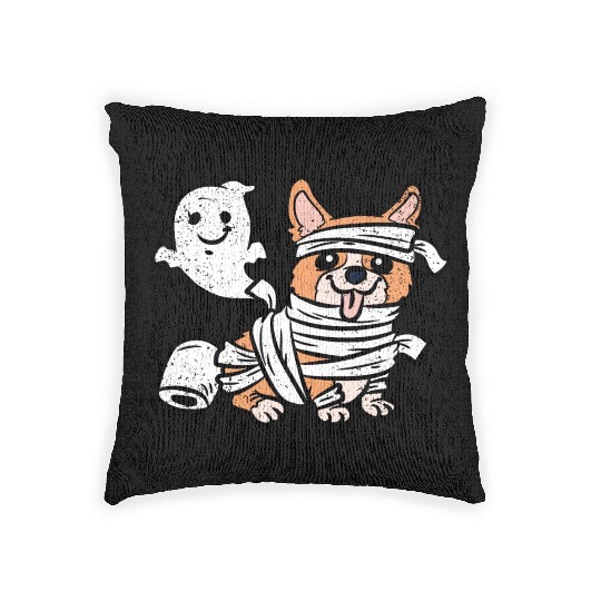CORGI MUMMY HALLOWEEN Woven Pillows