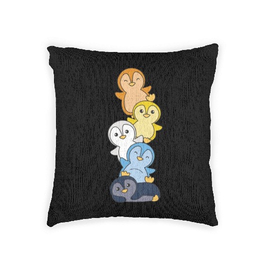 Aroace Flag Pride Lgbtq Cute Penguin Stack Woven Pillows