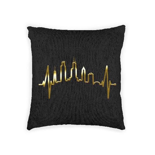 Chicago Skyline Heartbeat USA Heart I Love Chicago Woven Pillows