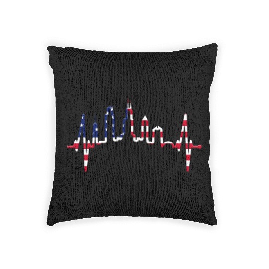 Chicago Skyline Heartbeat USA Heart I Love Chicago Woven Pillows