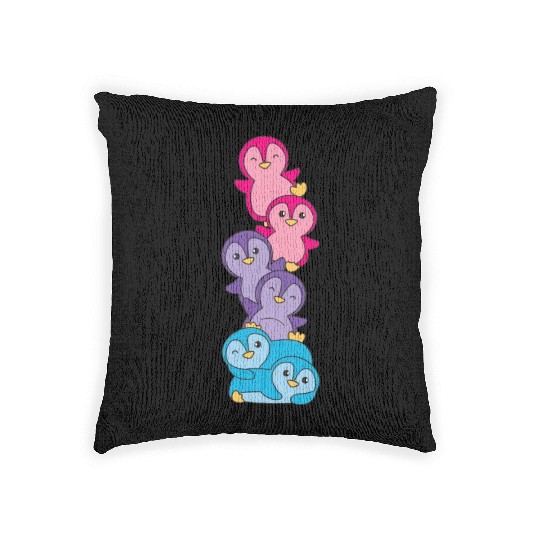 Androgynous Flag Pride Lgbtq Cute Penguin Woven Pillows