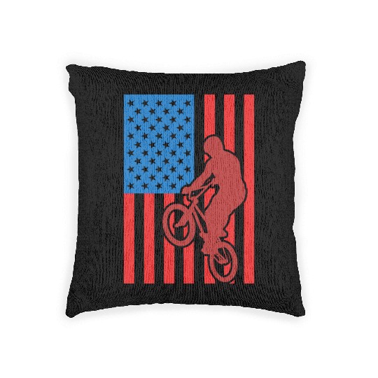 Patriotic BMX Cyclist Woven Pillows
