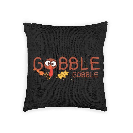 Thanksgiving Gobble Woven Pillows Funny Turkey Graphic