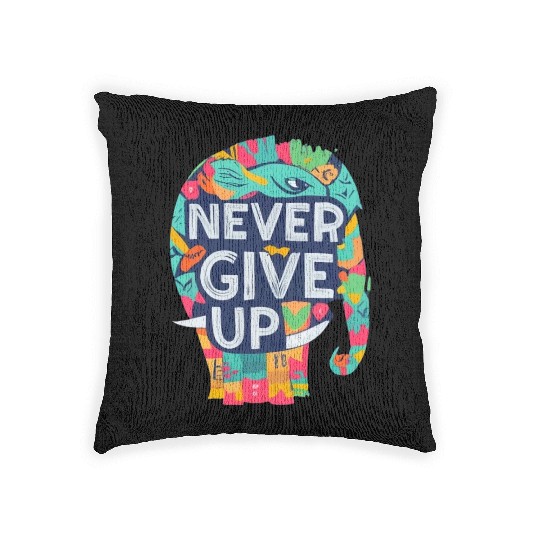 Never give up, artistic elephant figure Woven Pillows