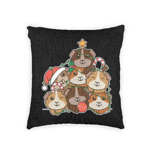Guinea Pig Christmas Tree Funny Animal Woven Pillows