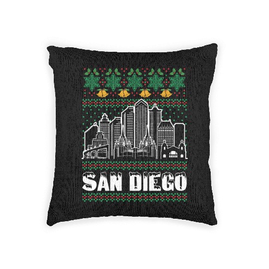 San Diego California Ugly Christmas Woven Pillows