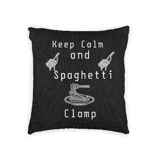 keep calm and spaghetti clamp Woven Pillows