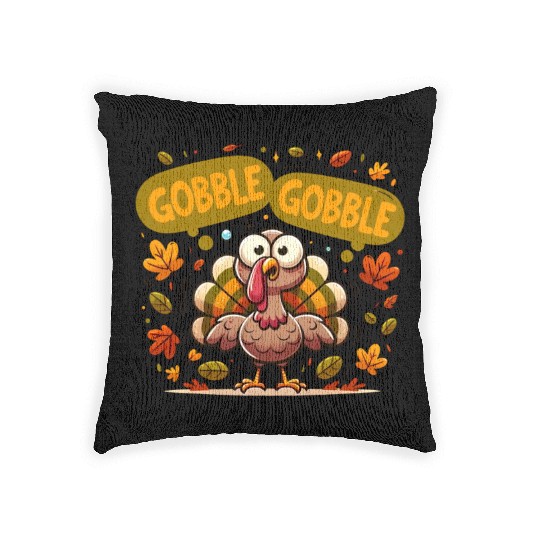 Fun Turkey Gobble Gobble for a Joyful Thanksgiving Woven Pillows