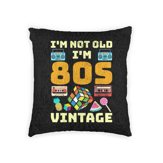 80s Vintage Vibes - Retro Design with Neon Colors Woven Pillows