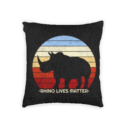 Rhino Vintage African Animal Welfare Gift Woven Pillows