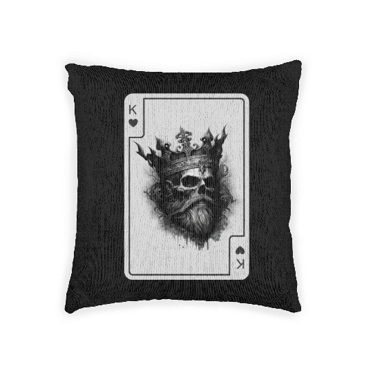 King of Hearts Creepy Card Game Poker Woven Pillows