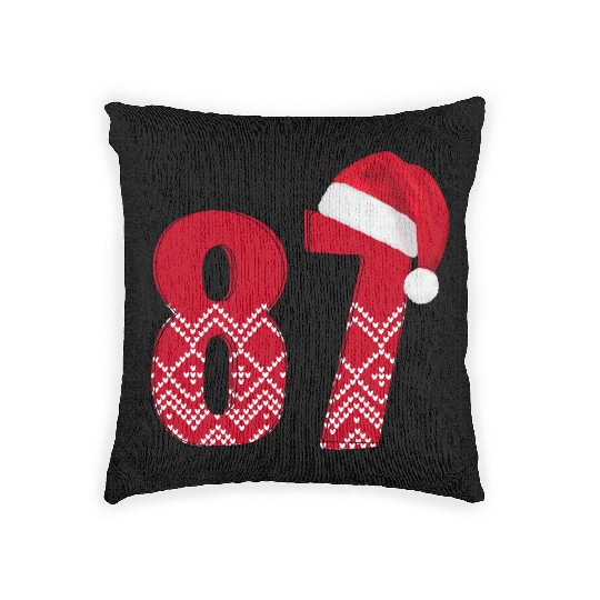 Age 87 - Congrats Christmas Number Eighty Seven Woven Pillows