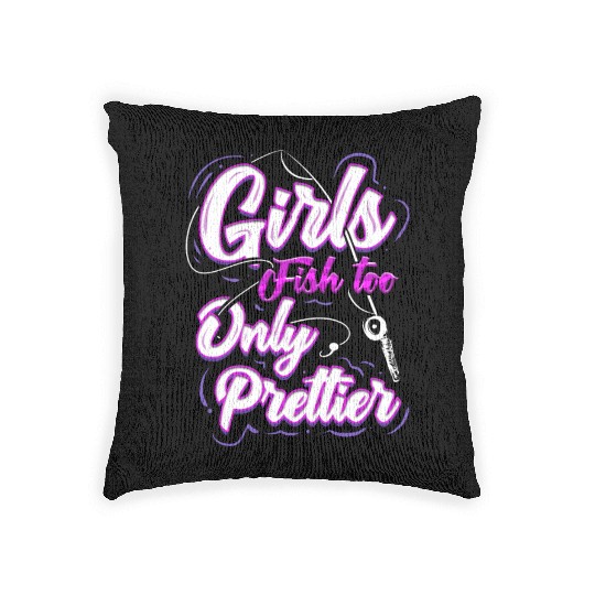 Girls Fishing Gift for Angler and Ladies Fisher Woven Pillows