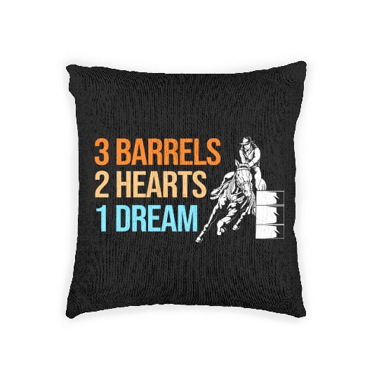 Barrel Racing Western 3 Barrels 2 Hearts 1 Dream Woven Pillows