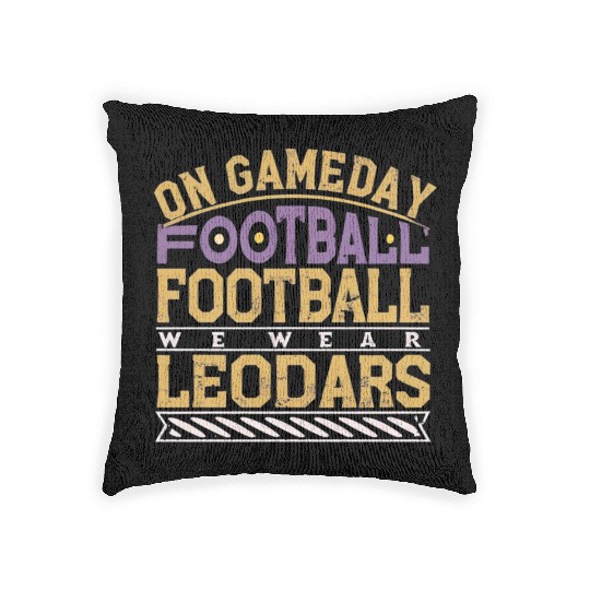 On Gameday FootballWe Wear Purple And Gold Leopard Woven Pillows