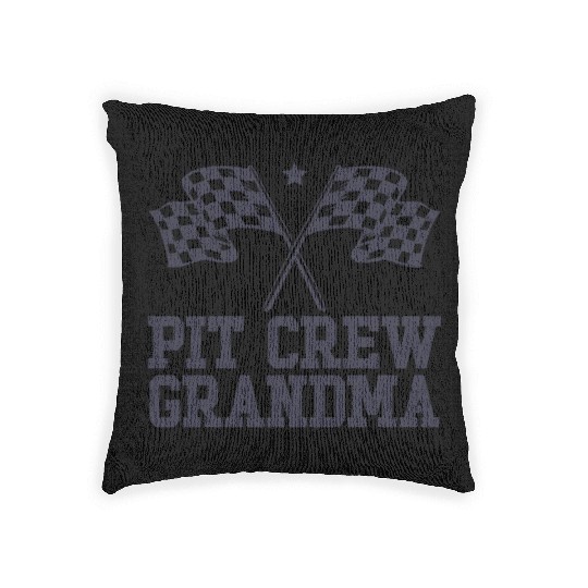 Pit Crew Grandma Racing Enthusiast Racer Birthday Woven Pillows