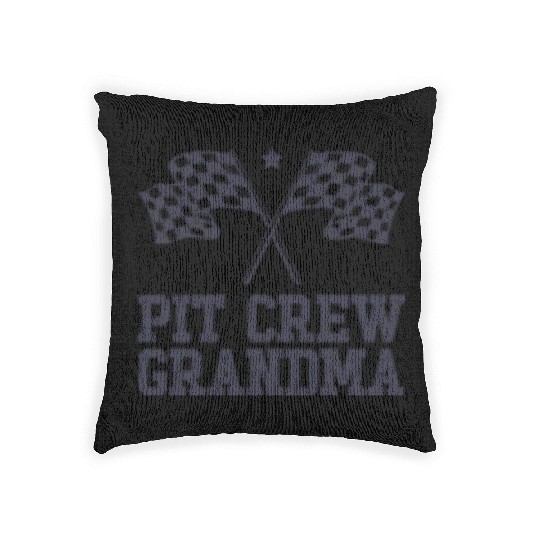 Pit Crew Grandma Racing Enthusiast Racer Birthday Woven Pillows