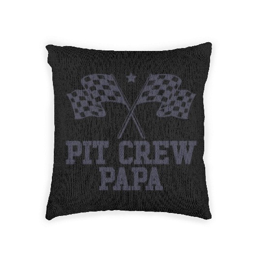 Pit Crew Papa Racing Enthusiast Racer Birthday Woven Pillows
