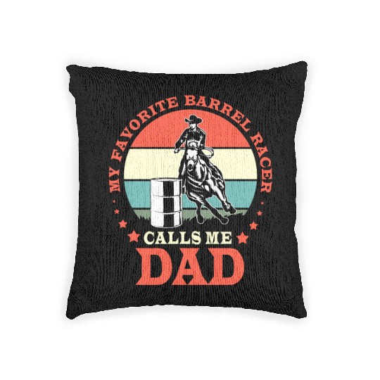 Retro Horse Riding Fathers Day Barrel Racing Dad Woven Pillows