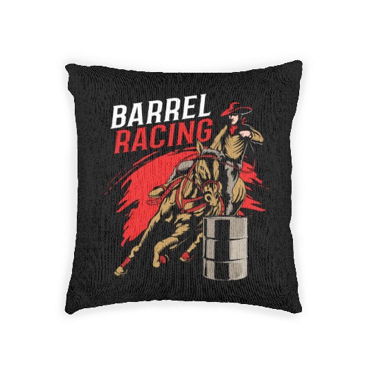Horse Riding Cowgirl Barrel Racing Rodeo Woven Pillows