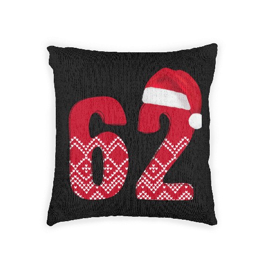 62 Red and White Christmas Number Sixty Two Woven Pillows