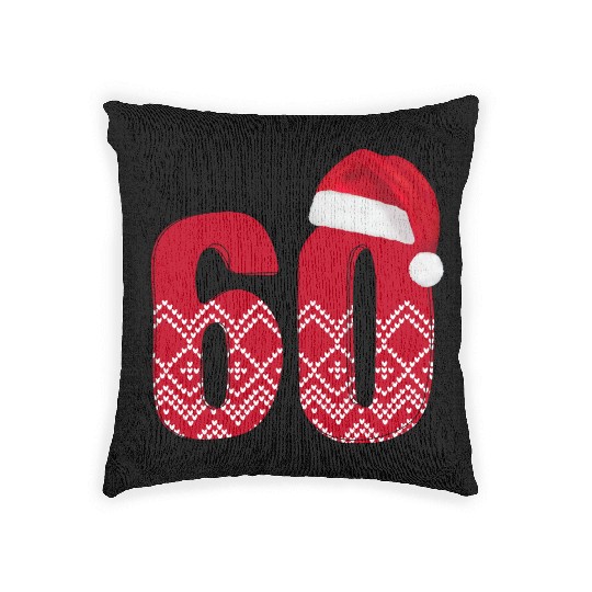 Happy 60th Christmas Birthday - Number Sixty Woven Pillows