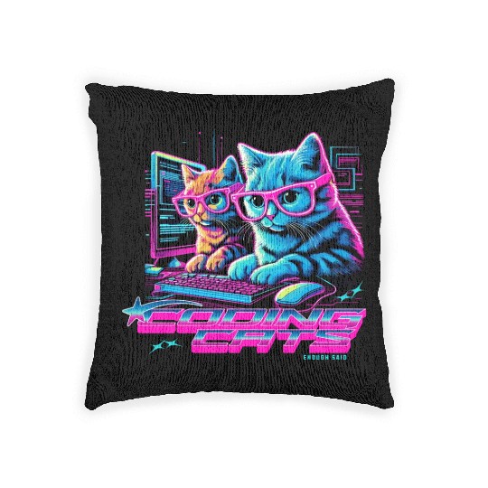 Coding Cats Programmer Woven Pillows
