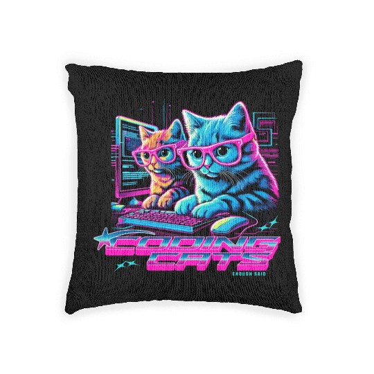 Coding Cats Programmer Woven Pillows