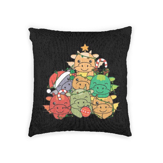 Dragon Christmas Tree Funny Animal Christmas Woven Pillows