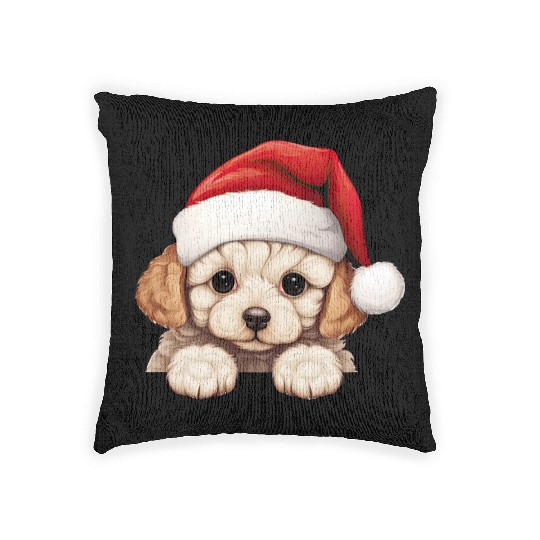 Bichon Frise Christmas Dog Woven Pillows