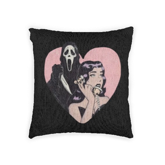 ghostface phone call love heart Woven Pillows