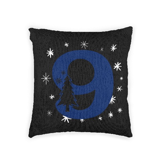 9 White Christmas Stars - Blue Number Nine Woven Pillows