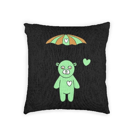 Teddy Bear - The Green Skydiver Woven Pillows