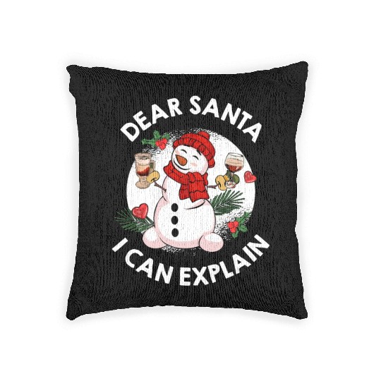 Schneemann Dear Santa I can Explain Funny Woven Pillows