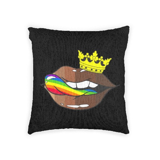 LGBTQ Rainbow Black Pride Crown Melanin Lips Woven Pillows