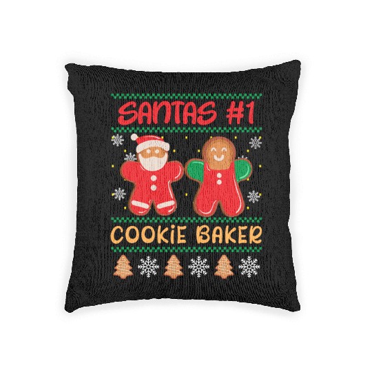 Santa's Number 1 Cookie Baker Christmas Baking Woven Pillows
