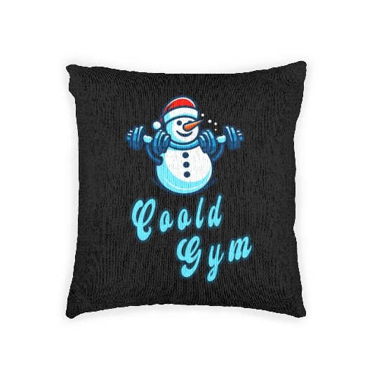 Cool gym funny snowman Woven Pillows