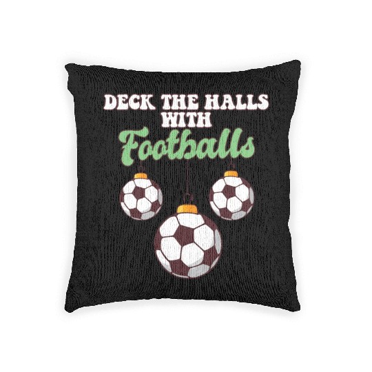 Football Player Coach Christmas Balls Deck The Woven Pillows