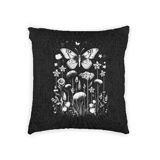 Fairycore cottagecore aesthetic grunge flowers Woven Pillows