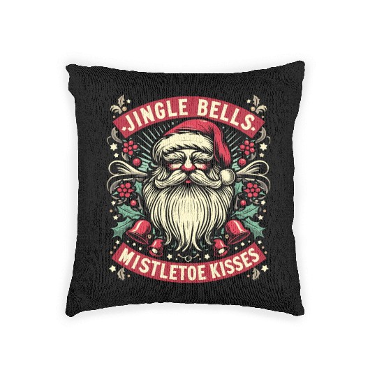 Jingle Bells Mistletoe Kisses Woven Pillows