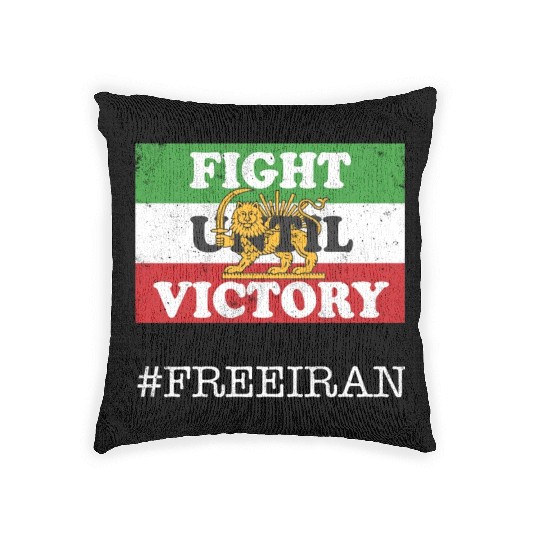 Iranian Lion Sword Flag FIGHT UNTIL VICTORY, Woven Pillows