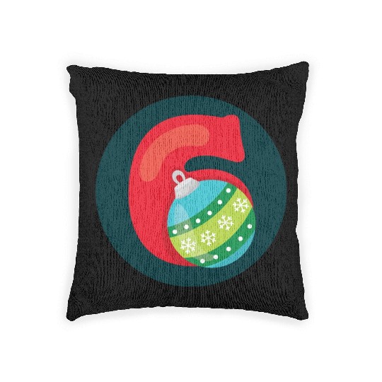 Number 6 Christmas Balls Age Six Woven Pillows