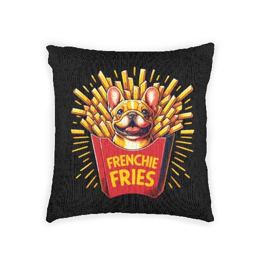 Frenchie Fries - Cute French Bulldog Fries Woven Pillows