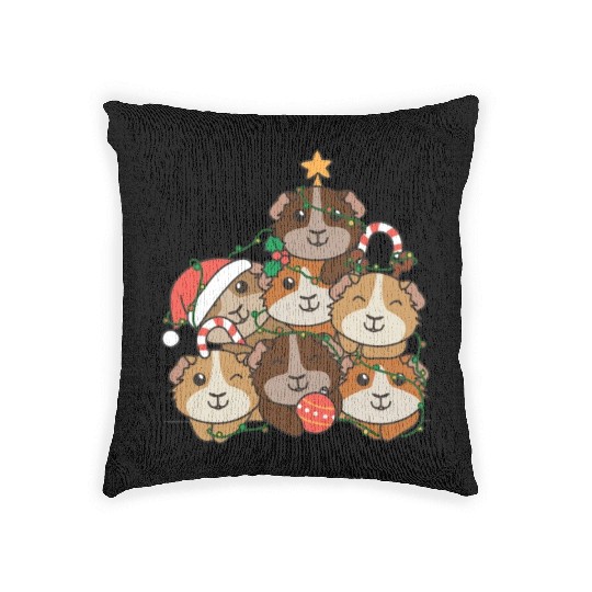 Guinea Pig Christmas Tree Funny Animal Woven Pillows