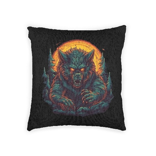A mythical creature Werewolf Woven Pillows