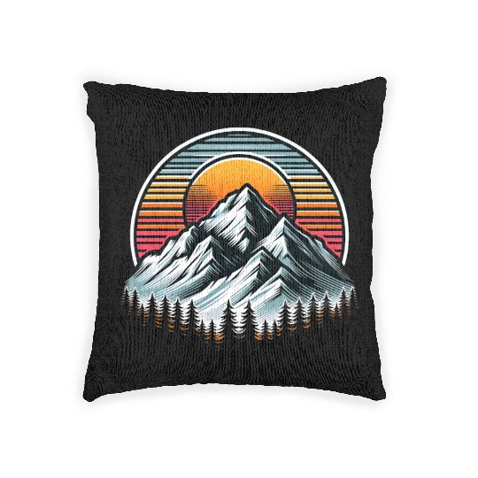 Camping Golden Sunset Mountain Dream Adventure Woven Pillows