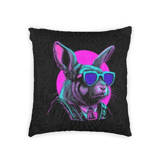 Vaporwave Easter Bunny Woven Pillows