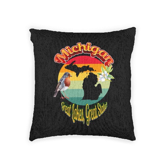 Michigan: Great Lakes, Great State! Woven Pillows