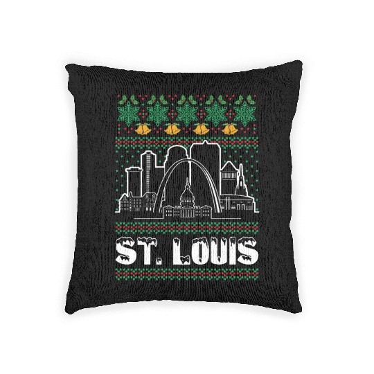 St. Louis Missouri Ugly Christmas Woven Pillows