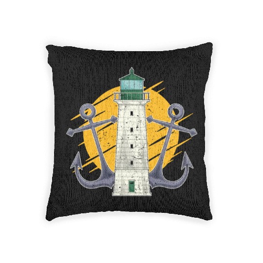 Full moon ship anchor gift lighthouse Woven Pillows